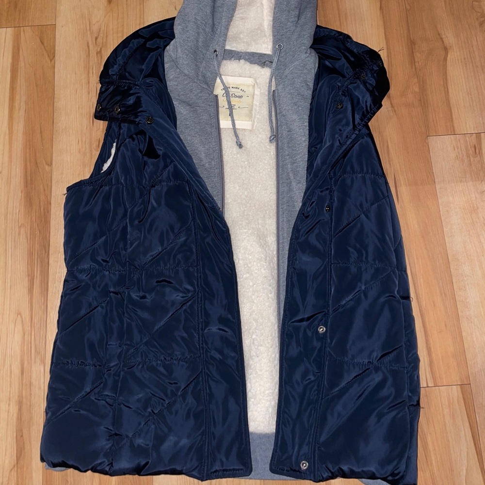 Blue and grey fluffy Vest